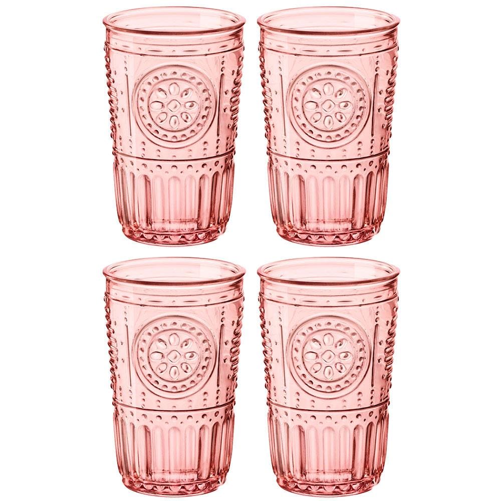 Conjunto de Copos Luigi Bormioli Acqua Romantic Rosa 340 ml - 4 Peças