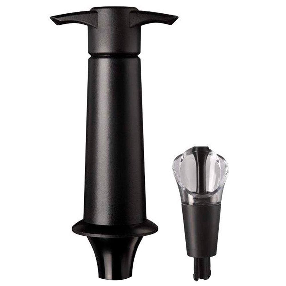 Conjunto Bomba a Vácuo Vacu Vin Wine Bar Pro em Aço Inox/ABS com 1 Tampa - Preto