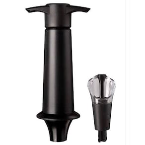Conjunto Bomba a Vácuo Vacu Vin Wine Bar Pro em Aço Inox/ABS com 1 Tampa - Preto