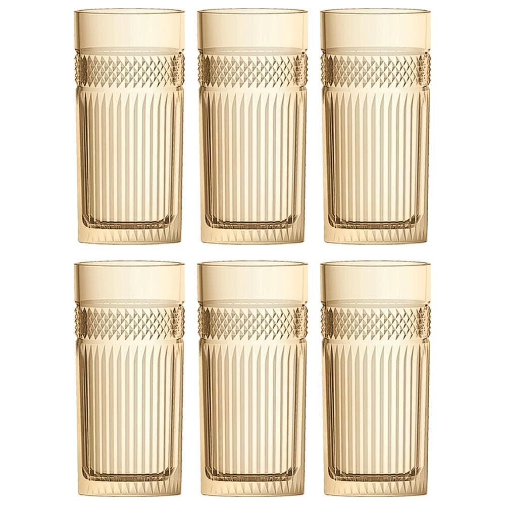 Conjunto de Copos Alto L'Hermitage Palace em Vidro Âmbar Luster 360ml - 6 Peças