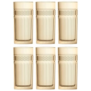 Conjunto de Copos Alto L'Hermitage Palace em Vidro Âmbar Luster 360ml - 6 Peças