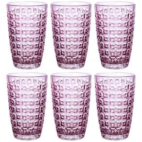 Conjunto de Copos L'Hermitage Chevalier em Vidro Roxo 355ml - 6 Peças