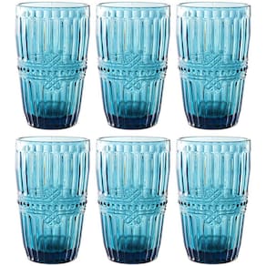 Conjunto de Copos L'Hermitage Fratello em Vidro Azul 355ml - 6 Peças
