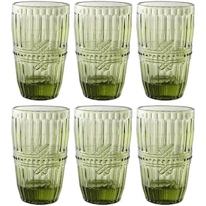 Conjunto de Copos L'Hermitage Fratello em Vidro Verde 355ml - 6 Peças