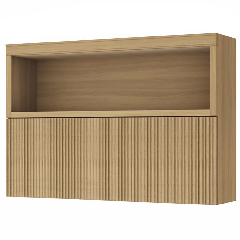 Armário Aéreo Nesher Marquesa em MDF 15mm com 1 Porta e 1 Prateleira - 120cm de largura - Nature