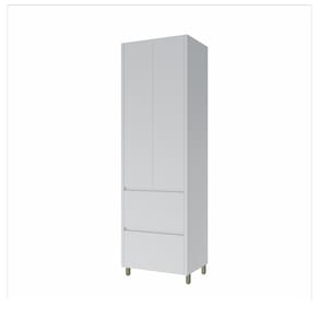 Paneleiro Nesher Rainha em MDF 15mm com 2 Portas, 2 Gavetas e 3 Prateleiras - 70cm de largura - Branco