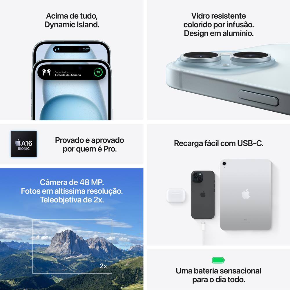 Apple iPhone 15 128GB - Preto | Casas Bahia