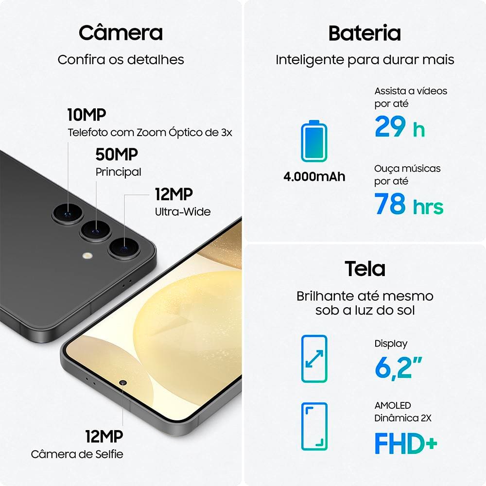 Smartphone Samsung Galaxy S24 5G Preto | Casas Bahia