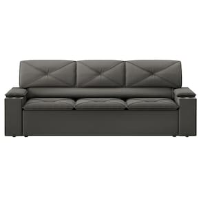Sofá 3 lugares DDS Next Pop com Assento Retrátil e Encosto Reclinável em Velosuede com porta-copos - 205cm de Largura