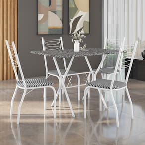 Mesa de Jantar de Granito Fabone Miami com 4 Cadeiras Estofadas