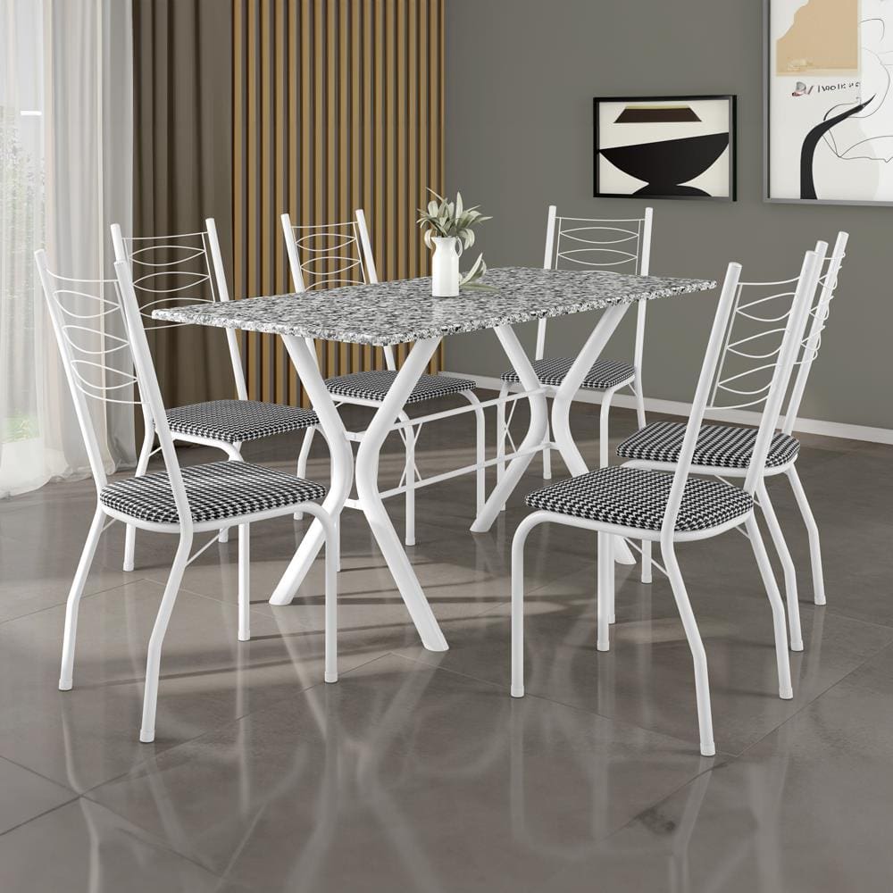 Mesa de Jantar de Granito Fabone Miami com 6 Cadeiras | Casas Bahia