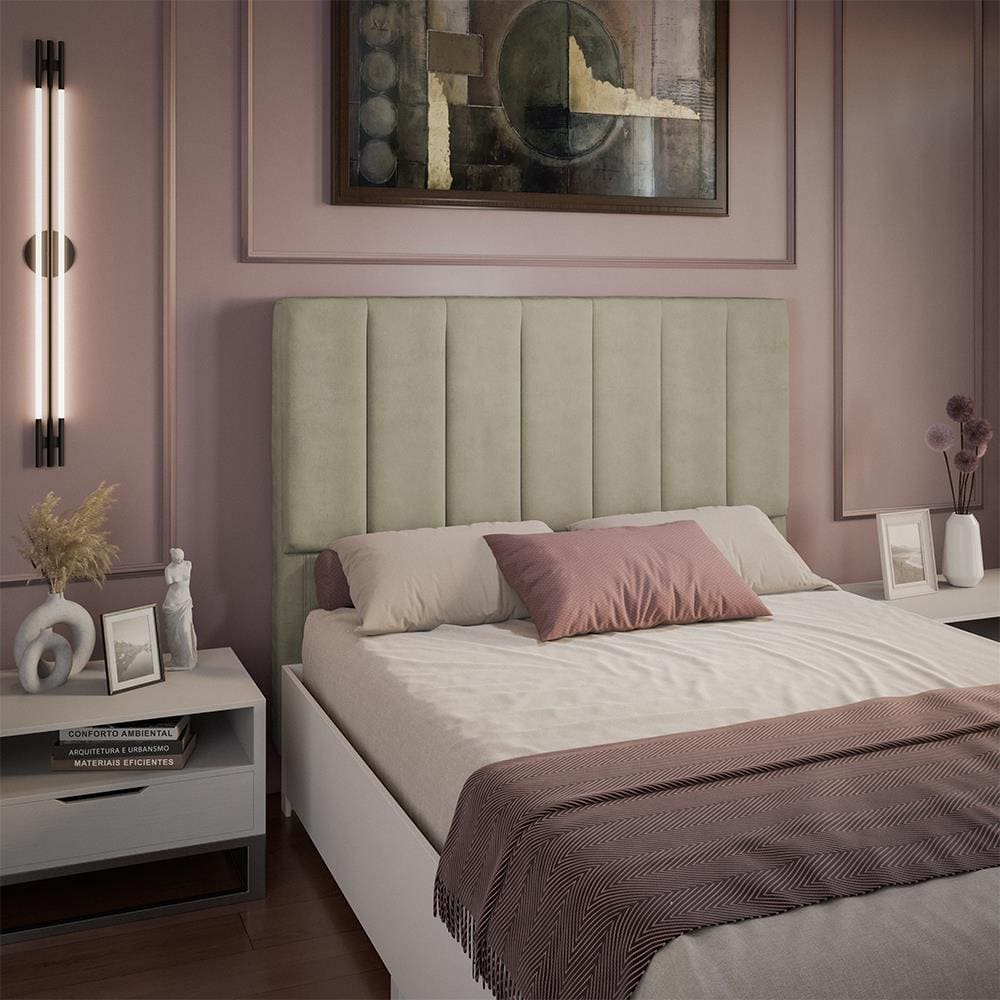 Cabeceira para Cama Box Casal Dobuê Veneza com Revestimento em Veludo - Camurça