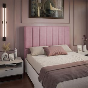 Cabeceira para Cama Box Casal Dobuê Veneza com Revestimento em Veludo