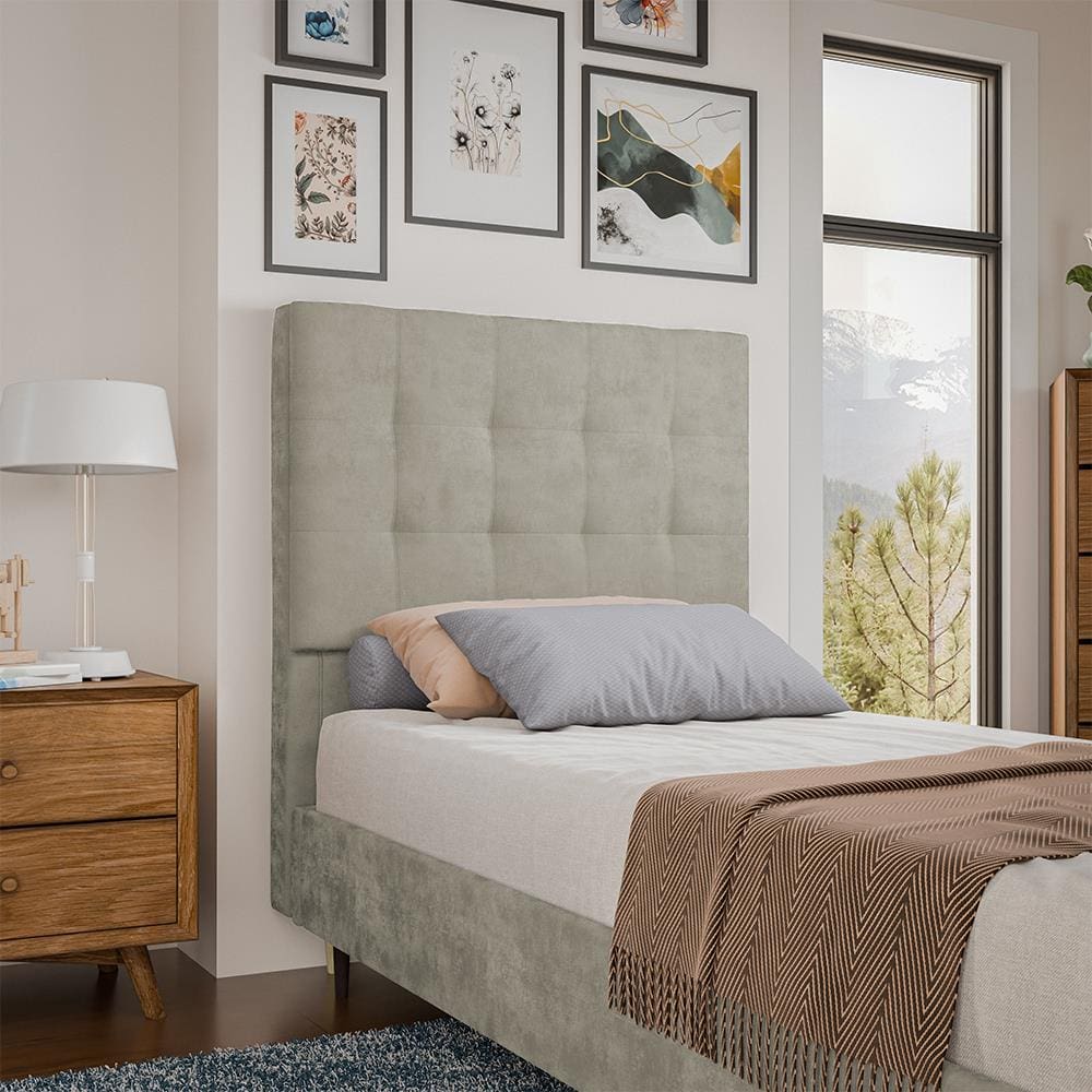 Cabeceira para Cama Box Solteiro Dobuê Sevilha com Revestimento em Veludo
