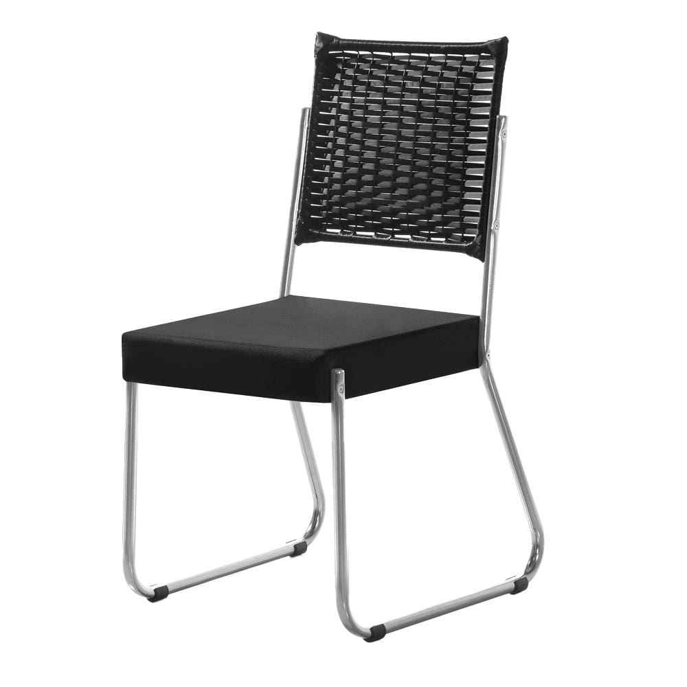 Cadeira de Jantar Aço Nobre Claudia com Assento Estofado e Revestimento Suede - Preto