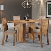 Mesa de Jantar Retangular Viero Carmen com 4 Cadeiras Estofadas e Revestidas em Veludo