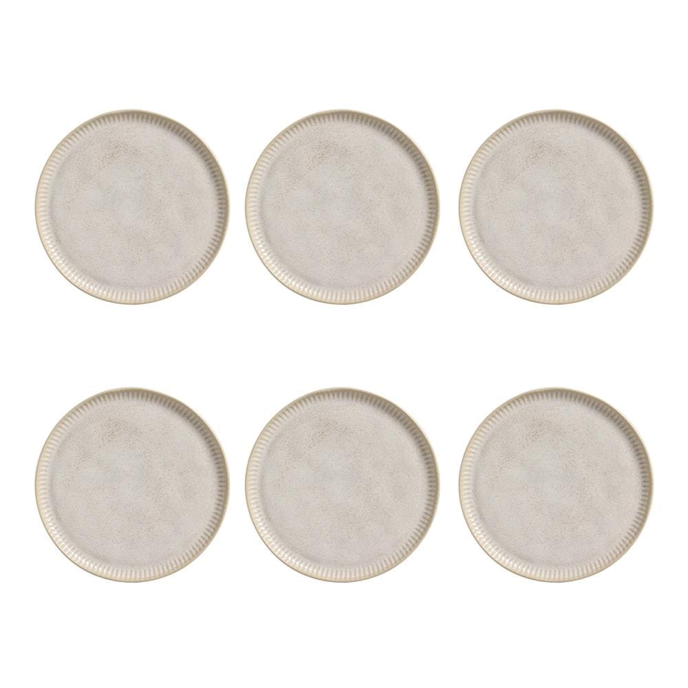 Conjunto de Pratos Rasos Porto Brasil Linhas Latte com 6 Peças - Bege