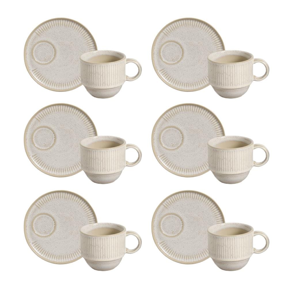 Conjunto de Xícaras de Chá Empilháveis com Pires Porto Brasil Latte – 230 ml