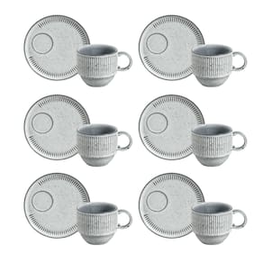 Conjunto de Xícaras de Chá Empilháveis com Pires Porto Brasil Titanium 6 peças - 230 ml