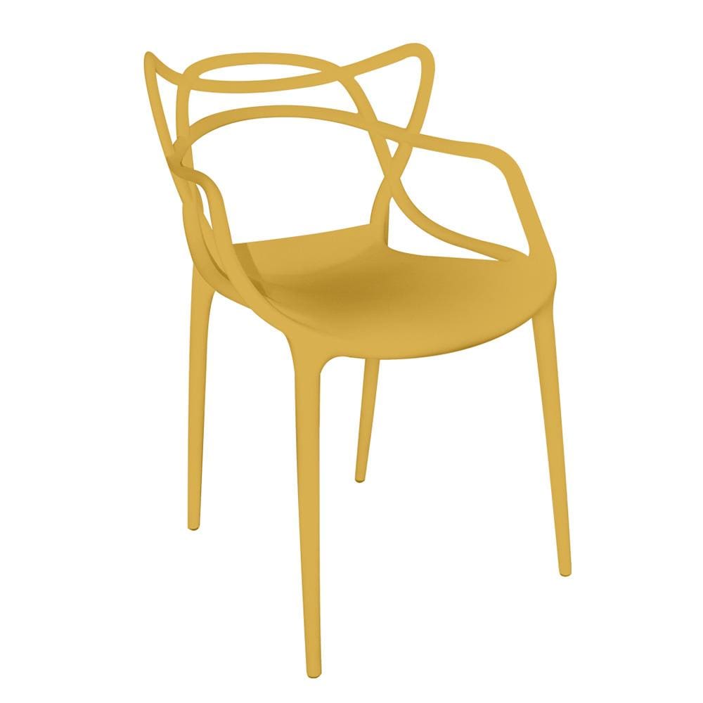 Cadeira de Jantar Berrini Seat&Co com Encosto Fixo - Amarelo