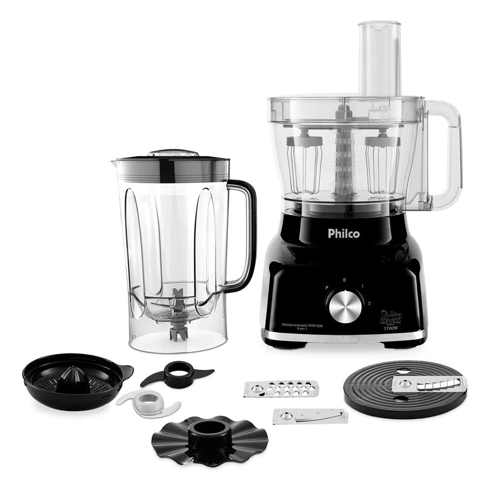 Multiprocessador de Alimentos Philco PMP1600P 9 em 1 com 2 Velocidades + Pulsar 1700W – Preto - 220V