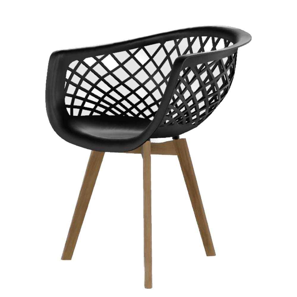 Cadeira de Jantar Web Wood Seat&Co com pés em Madeira - Preto