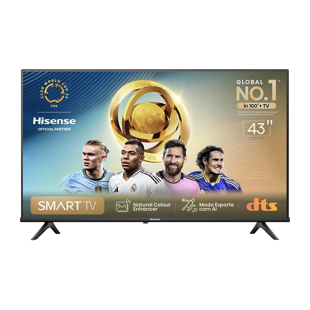 Smart TV 43” FHD Hisense 43A4N com DTS Virtual X, Game e Sports Mode, Controle por Voz, Share to TV e Compatível com Alexa