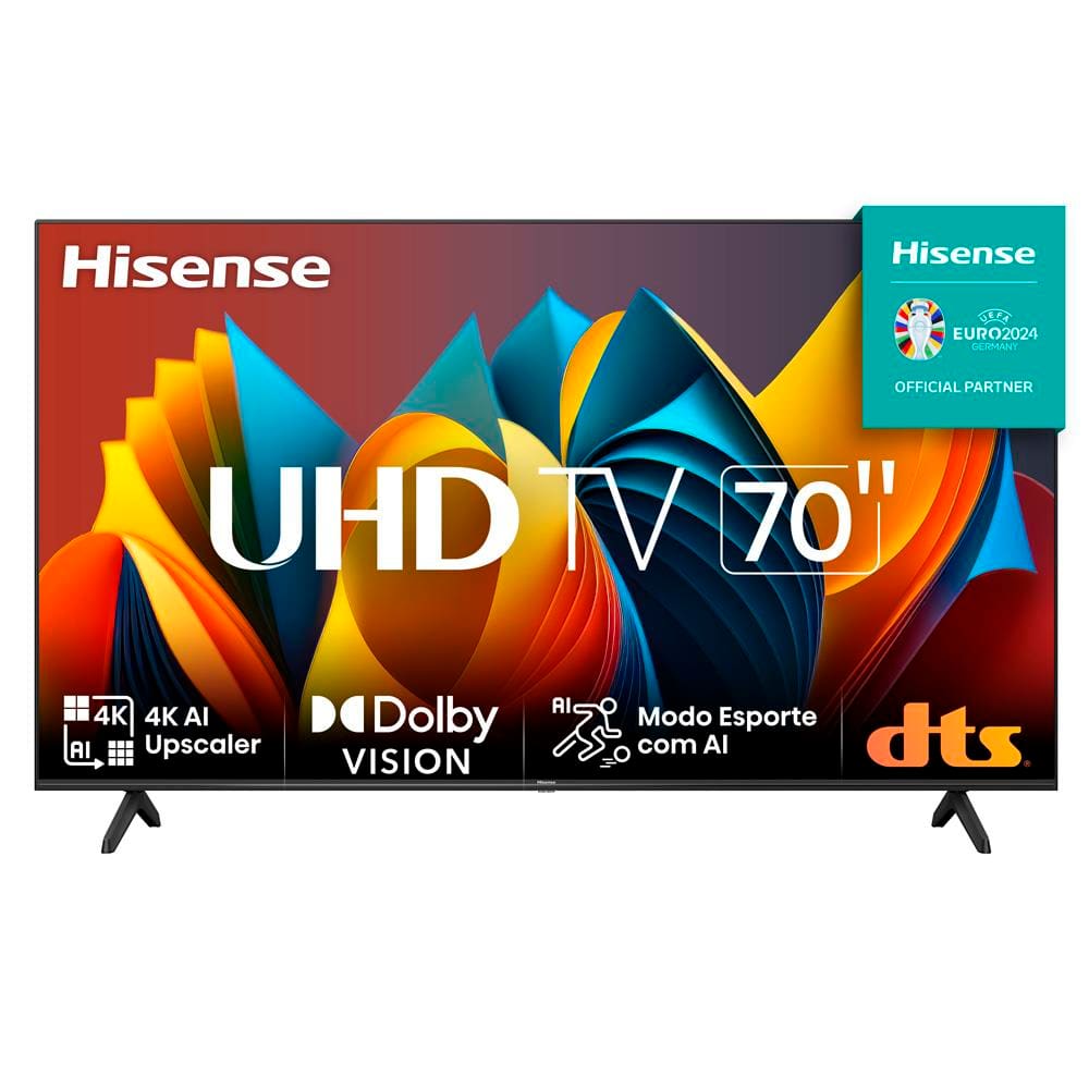 Smart TV 70” Hisense Ultra HD 4K DLED A6K com Sleep Timer entrada HDMI e Wi-Fi - 70A51HSV