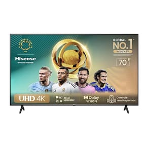 Smart TV 70" UHD 4K DLED Hisense 70A6K com HDR10+ Dolby Vision Game Mode Controle por Voz Alexa Built-In AirPlay