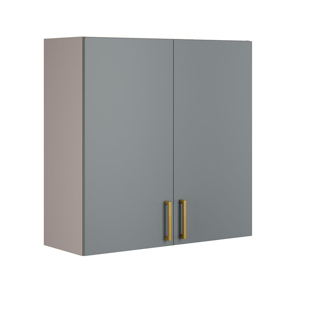 Armário Aéreo Duplo Itatiaia Essence com 2 Portas, 2 Prateleiras e 80 cm de Largura – Fendi e Gris