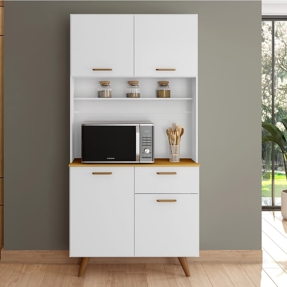 Cozinha Compacta Poliman Izis 4 Portas, 1 Gaveta e 2 Prateleiras – 90cm de largura