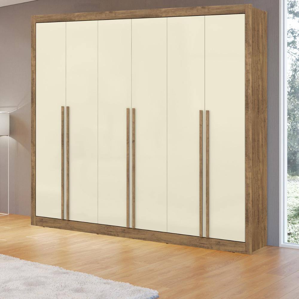 マロン Guarda-roupa Maxel Móveis Thor com 6 Portas, 6 Gavetas, | Casas Bahia