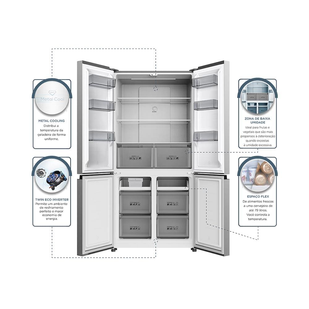 Geladeira TCL Multidoor C589CDN1 Frost Free, | Casas Bahia