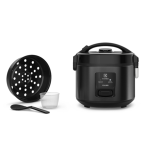 Panela de Arroz Elétrica Electrolux ERC10 Efficient 2 em 1 com Visor Glass por Rita Lobo 7 Xícaras - Preto/Inox