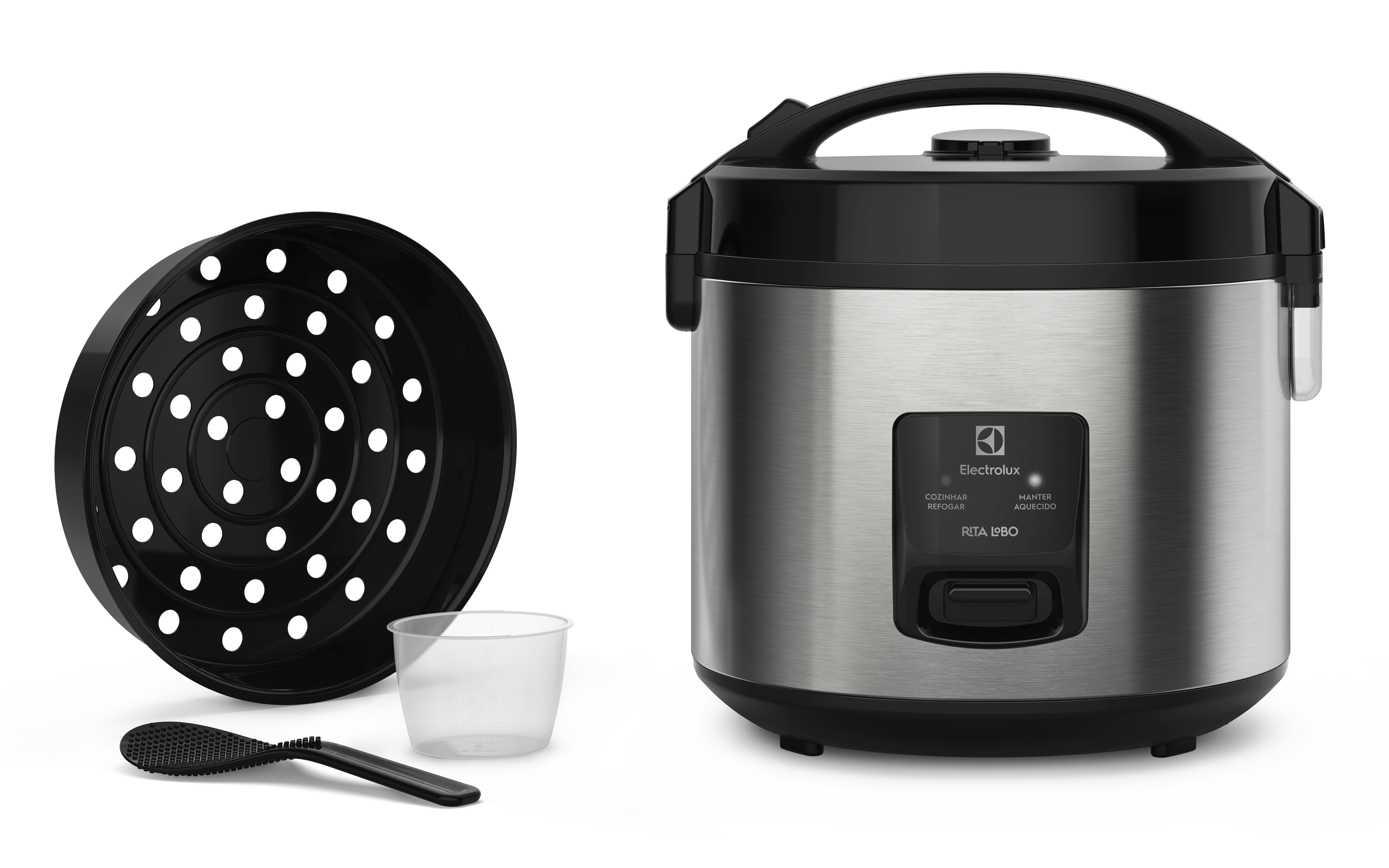 Panela Elétrica de Arroz Electrolux Efficient ERC20 por Rita Lobo com Trava de Segurança 3,5L – Inox e Preta