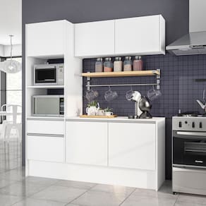 Cozinha Compacta Politorno Mov Evora MDP com 6 portas, 1 Gaveta e 1 Prateleira - 182cm de largura