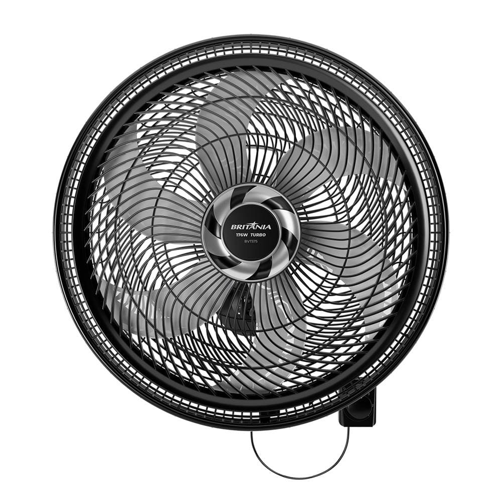 Ventilador de Parede Britânia BVT575 Maxx Force 47cm com 3 Velocidades, 6 Pás e 176W - Preto
