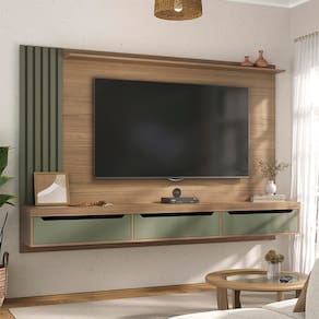 Painel Presence Artely com 1 prateleira para TVs de até 75 polegadas