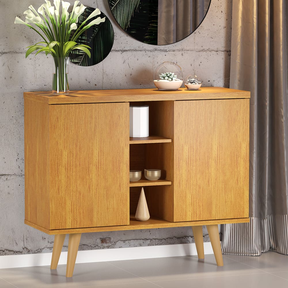 Buffet Viero Ulisses com 2 portas e 4 prateleira - 101cm de largura - Mel