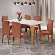 Mesa de Jantar Retangular Viero Milão com 6 Cadeiras Vênus Estofadas e Revestidas
