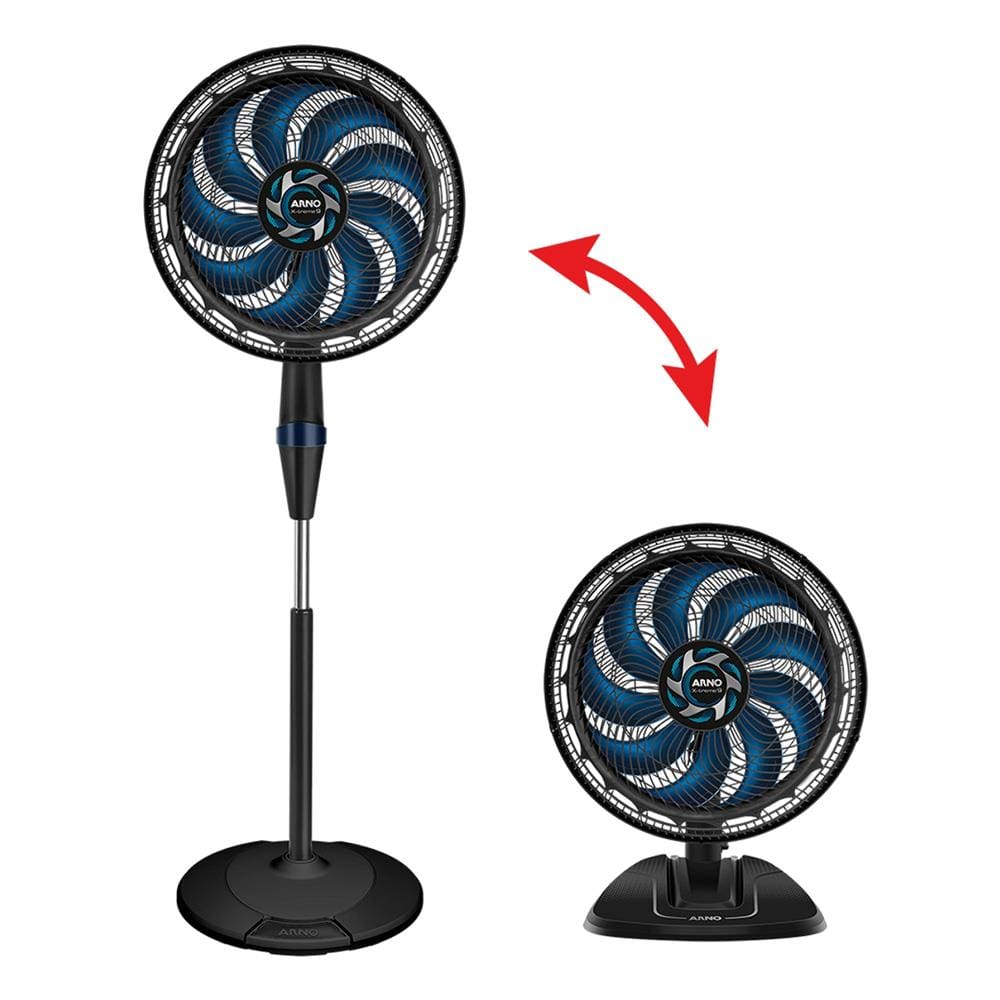 Ventilador de Coluna Arno Force Repel VE9R 40cm com 9 pás, 3 velocidades e 160W – Preto / Azul - 220V