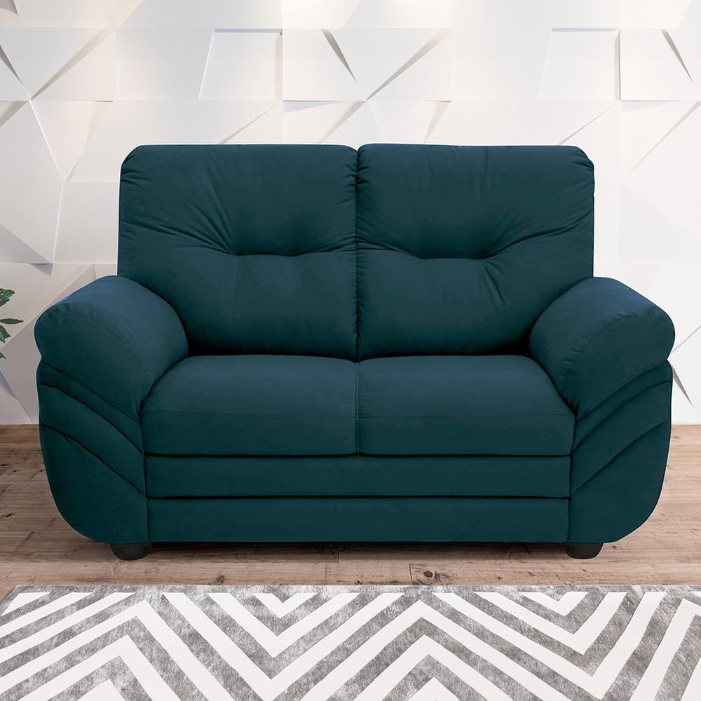 Sofá 2 Lugares Linoforte Francis com Almofadas Fixas e Revestimento em Suede 152cm de Largura