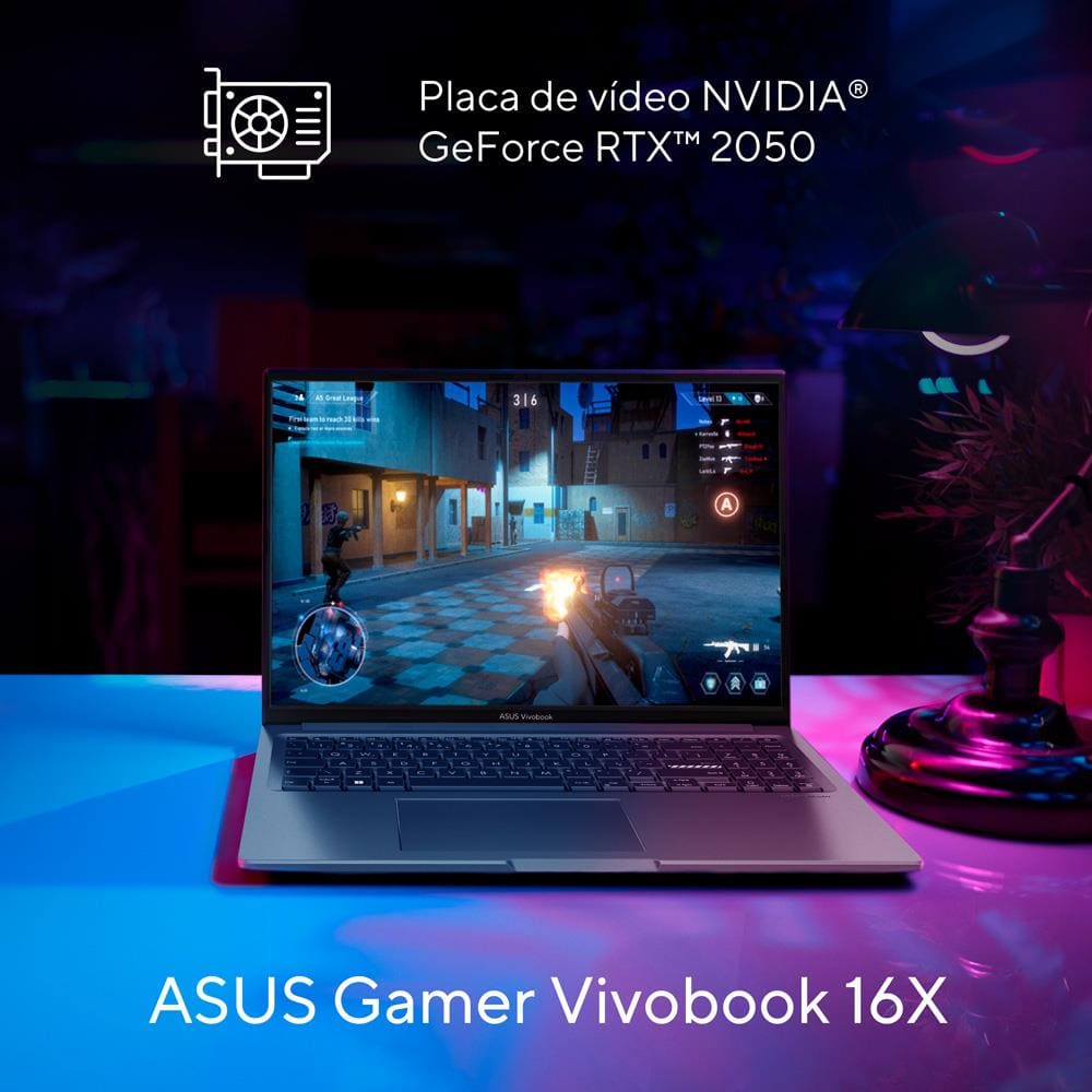 Notebook Gamer ASUS Vivobook16X Intel Core | Casas Bahia