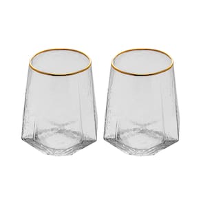 Conjunto com 2 Copos Baixos em Cristal com Fio de Ouro Taj Wolff - 550ml