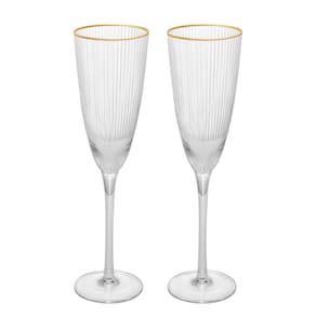 Conjunto de Taças para Champanhe Wolff com Borda Dourada Lines 300 ml em Vidro – 2 Peças