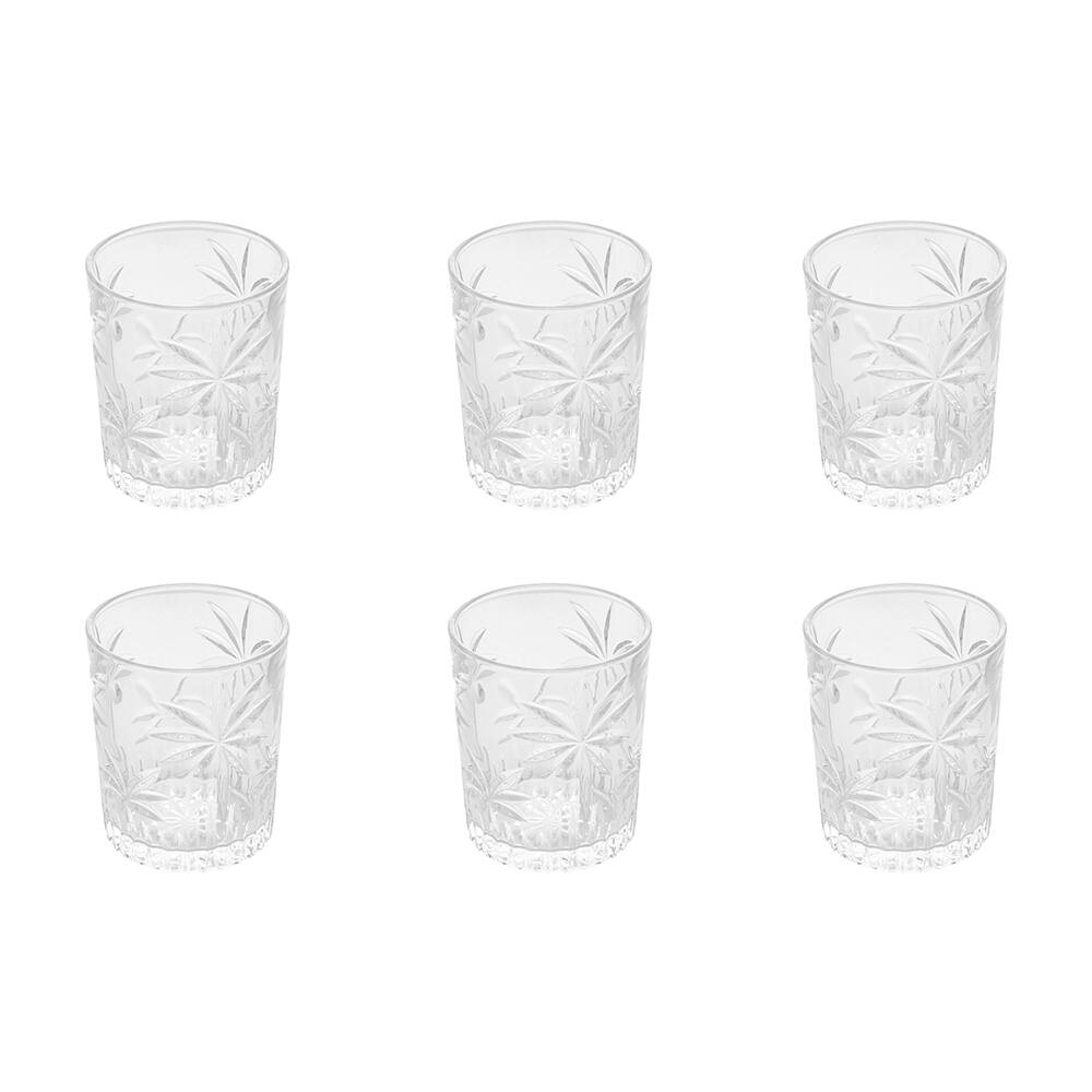 Conjunto de Copos Baixos Wolff em Cristal Palm Tree com 340 ml – 6 Peças