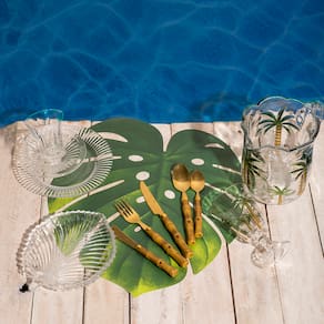 Conjunto de Jarra Lyor em Cristal Palm Hand Painting com 6 Taças