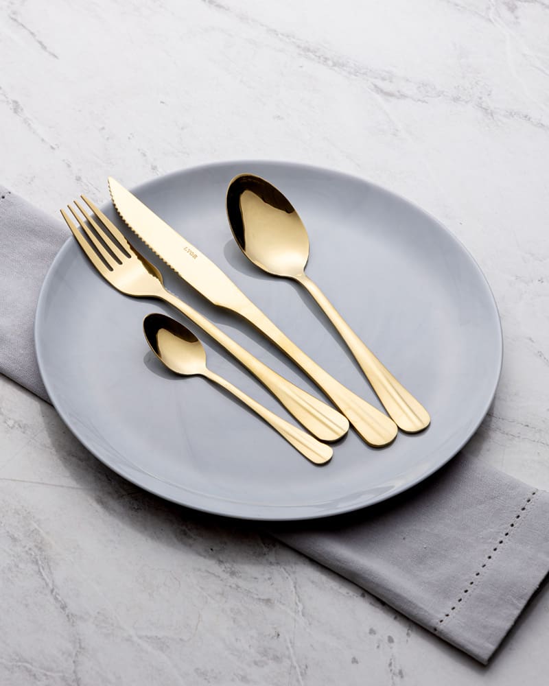 Faqueiro de Aço Inox Lyor Positano Dourado – 24 Peças