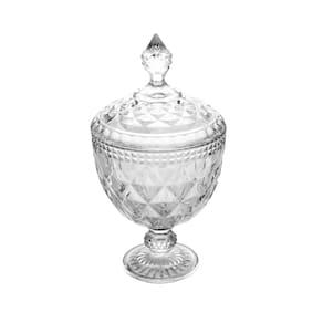 Potiche de Cristal Lyor Diamond com Pé - 28x15x15 cm (AxLxP)