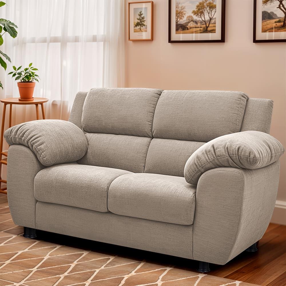 Sofá 2 Lugares Cama inBox Paris com 152cm de Largura e Revestido em Bouclé - Bege Claro